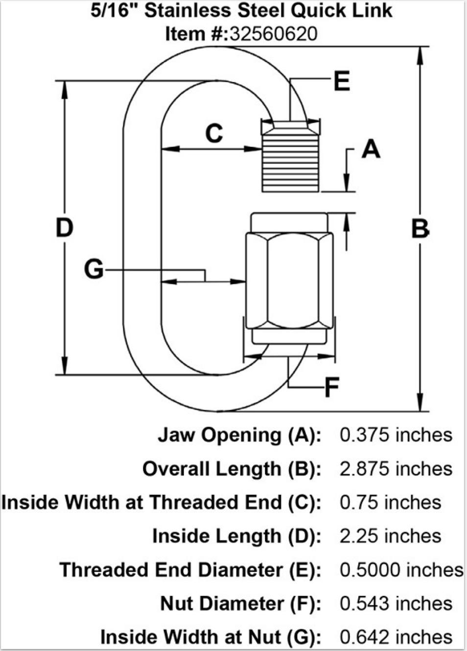 Stainless Steel Threaded Link